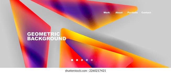 Bright colorful triangular shapes abstract background with fluid color effect. Glass, light and shadow effects. Illustration For Wallpaper, Banner, Background, Card, Book Illustration, landing page