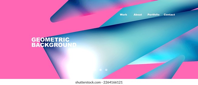 Bright colorful triangular shapes abstract background with fluid color effect. Glass, light and shadow effects. Illustration For Wallpaper, Banner, Background, Card, Book Illustration, landing page