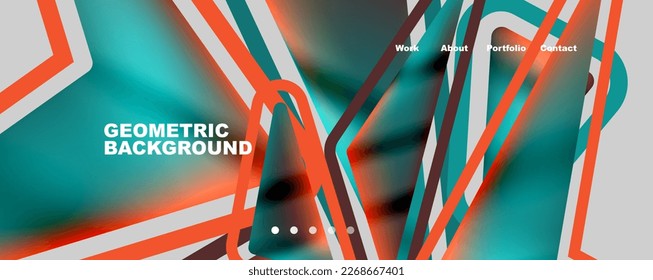 Bright colorful triangular shapes abstract background with fluid color effect. Glass, light and shadow effects. Illustration For Wallpaper, Banner, Background, Card, Book Illustration, landing page