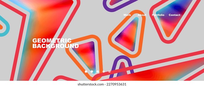 Bright colorful triangular shapes abstract background with fluid color effect. Glass, light and shadow effects. Illustration For Wallpaper, Banner, Background, Card, Book Illustration, landing page