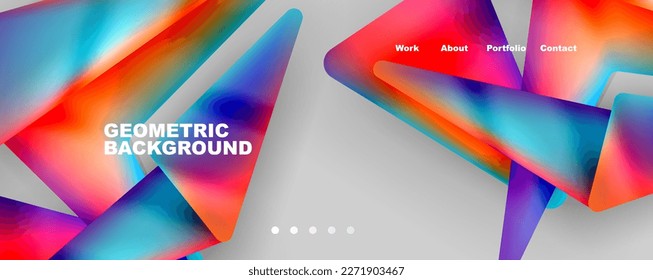 Bright colorful triangular shapes abstract background with fluid color effect. Glass, light and shadow effects. Illustration For Wallpaper, Banner, Background, Card, Book Illustration, landing page