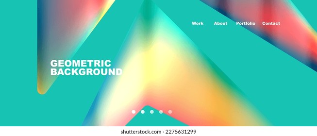 Bright colorful triangular shapes abstract background with fluid color effect. Glass, light and shadow effects. Illustration For Wallpaper, Banner, Background, Card, Book Illustration, landing page