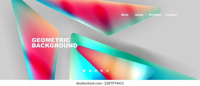 Bright colorful triangular shapes abstract background with fluid color effect. Glass, light and shadow effects. Illustration For Wallpaper, Banner, Background, Card, Book Illustration, landing page