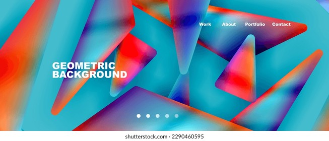 Bright colorful triangular shapes abstract background with fluid color effect. Glass, light and shadow effects. Illustration For Wallpaper, Banner, Background, Card, Book Illustration, landing page