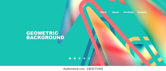 Bright colorful triangular shapes abstract background with fluid color effect. Glass, light and shadow effects. Illustration For Wallpaper, Banner, Background, Card, Book Illustration, landing page