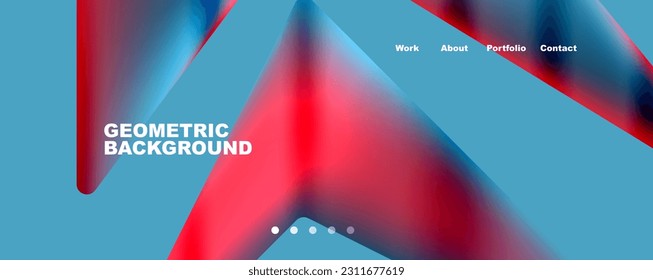 Bright colorful triangular shapes abstract background with fluid color effect. Glass, light and shadow effects. Illustration For Wallpaper, Banner, Background, Card, Book Illustration, landing page