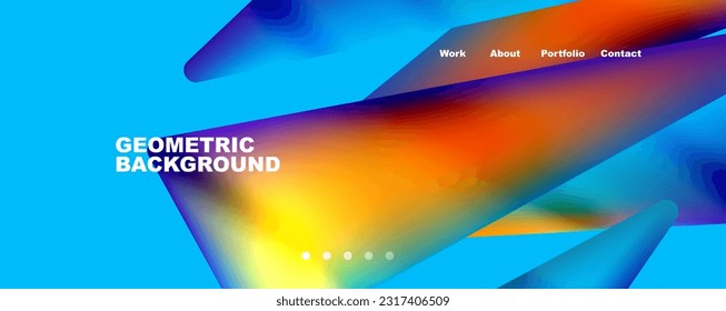 Bright colorful triangular shapes abstract background with fluid color effect. Glass, light and shadow effects. Illustration For Wallpaper, Banner, Background, Card, Book Illustration, landing page