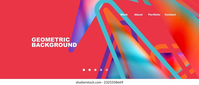 Bright colorful triangular shapes abstract background with fluid color effect. Glass, light and shadow effects. Illustration For Wallpaper, Banner, Background, Card, Book Illustration, landing page