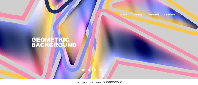 Bright colorful triangular shapes abstract background with fluid color effect. Glass, light and shadow effects. Illustration For Wallpaper, Banner, Background, Card, Book Illustration, landing page