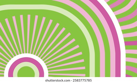 Bright and colorful vector background design showcases circular patterns with radiant lines, ideal for various creative and artistic applications in warm tones
