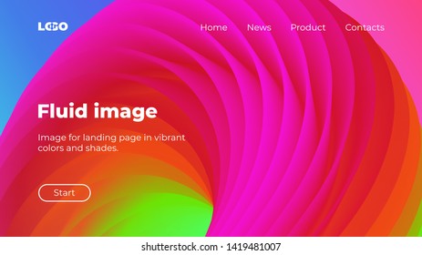 Bright and colorful vector background. Landing page in blue, pink, red, green colors. Vibrant wavy shapes, flow banner, brochure, web page.