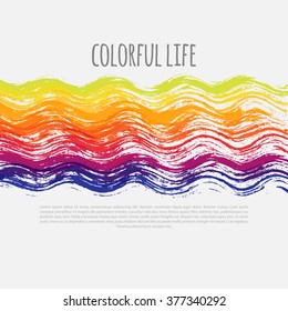 bright colorful vector banner, vector colorful template, vector banner with colorful wavy lines, banner with messy wavy brush lines