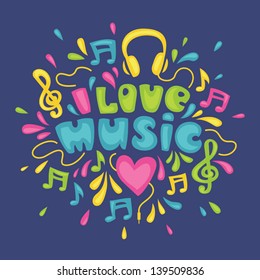 Bright colorful vector composition on music theme