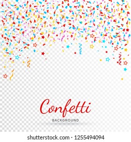 Bright colorful vector confetti background. All elements are on separate layers. Vector, illustration, eps 10