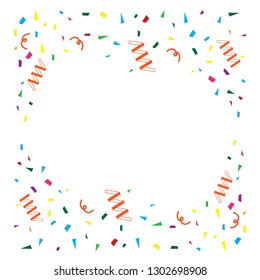 Bright colorful vector confetti background. Gold glitter confetti flying vector background  