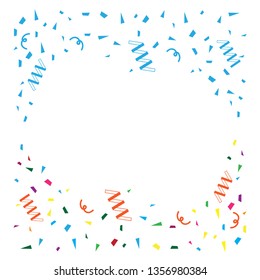 Bright colorful vector confetti background. Gold glitter confetti flying vector background  