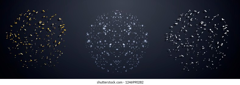 	
Bright colorful vector confetti isolated on black background
