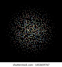 Bright colorful vector confetti isolated on black background