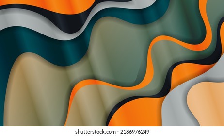 Bright colorful wallpaper in paper cut style. Overlapping abstract shapes with wavy edges. Template for your projects. Vector.