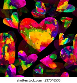 Bright colorful watercolor heart. Happy Valentine's Day. Vector 