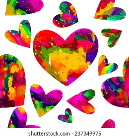 Bright colorful watercolor heart. Happy Valentine's Day. Vector 