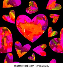Bright colorful watercolor heart. Happy Valentine's Day. Vector