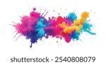 Bright colorful watercolor splash splatter stain brush strokes on white background. Modern vibrant aquarelle spot. Aquarelle explosion on white. Element. Vector watercolor illustration isolated design