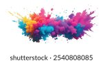 Bright colorful watercolor splash splatter stain brush strokes on white background. Modern vibrant aquarelle spot. Aquarelle explosion on white. Element. Vector watercolor illustration isolated design