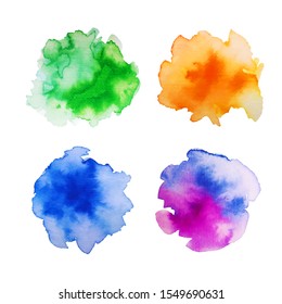 Bright colorful watercolor splashes set. Vector traced illustration