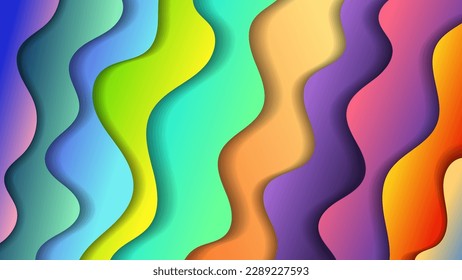 Bright colorful wavy striped background with 3D effect.
 A beautiful illustration for corporate designs, blogs, postcards, posters and your other projects. Vector. 