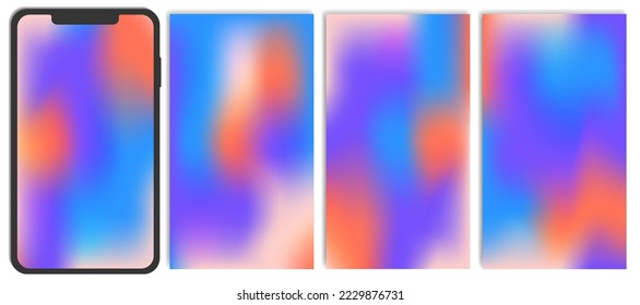 Diseño de plantilla vertical de degradado de color brillante. Portadas de medios sociales con antecedentes de inspiración eléctrica. Arte sensorial de aura borrosa para ilustración vectorial de papel pintado de pantalla.