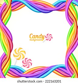 Bright colors chewing worms vector candies background