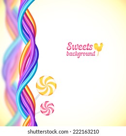 Bright colors chewing worms vector sweets background