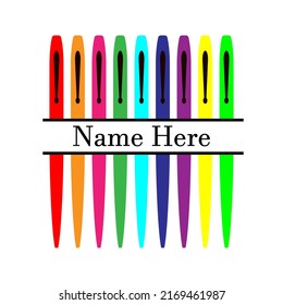 Bright Colors Flair Pen Split For Name Monogram Vector Illustration Symbol Or Logo.