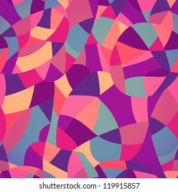 Bright colors mosaic seamless pattern, vector illustration looks like patchwork or stained-glass window.Abstract pattern with geometric motifs.