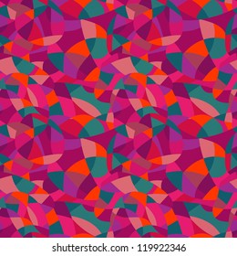 Bright colors mosaic seamless pattern, vector illustration looks like patchwork or stained-glass window.Abstract pattern with geometric motifs.