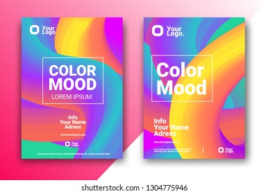 Bright colors Party poster. Magazine cover. Club night flyer. Abstract gradients waves background. - Vector