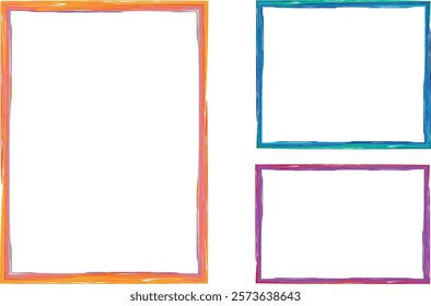 bright colors pencil drawing frames set