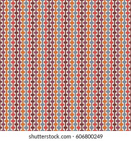 Bright colors seamless pattern with battlement curved lines. Repeated geometric figures wallpaper. Modern style surface texture. Digital paper, textile print, page fill. Vector art