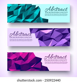  bright colors set banners polygonal low poly concept