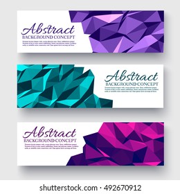  bright colors set banners polygonal low poly concept