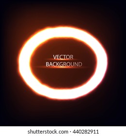 Bright colors shining neon red circle lights. Vector  round frame,banner.
