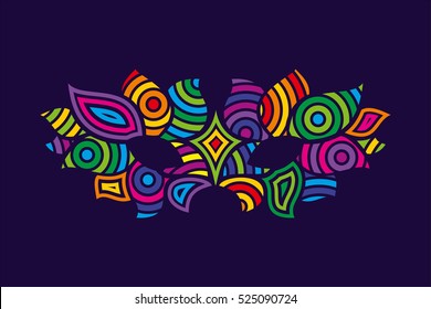 Bright colors vector carnival mask. Object for greeting cards. Decoration in the form of a mask for carnival design.