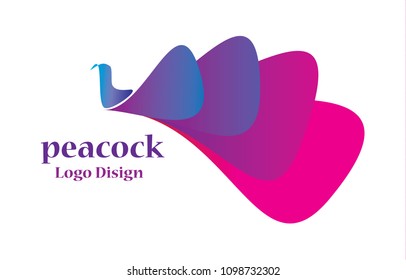 Bright colors - vector logo template. Peacock Logo concept illustration in flat style design. Bird abstract symbol Logotype icon.
