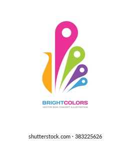 Bright colors - vector logo template concept illustration in flat style design. Peacock sign. Bird abstract symbol. Peafowl creative icon. Paint shop. Beauty salon. Design element. 