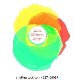 Bright colors watercolor frame with transperency effect. Vector.