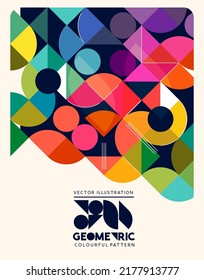 Bright and colourful geometric shapes and pattern background. Vector illustration.
