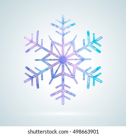 Bright colourful ice snowflake on light background