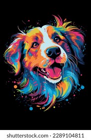 Bright colourful illustration of a dog