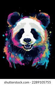 Bright colourful illustration of a panda